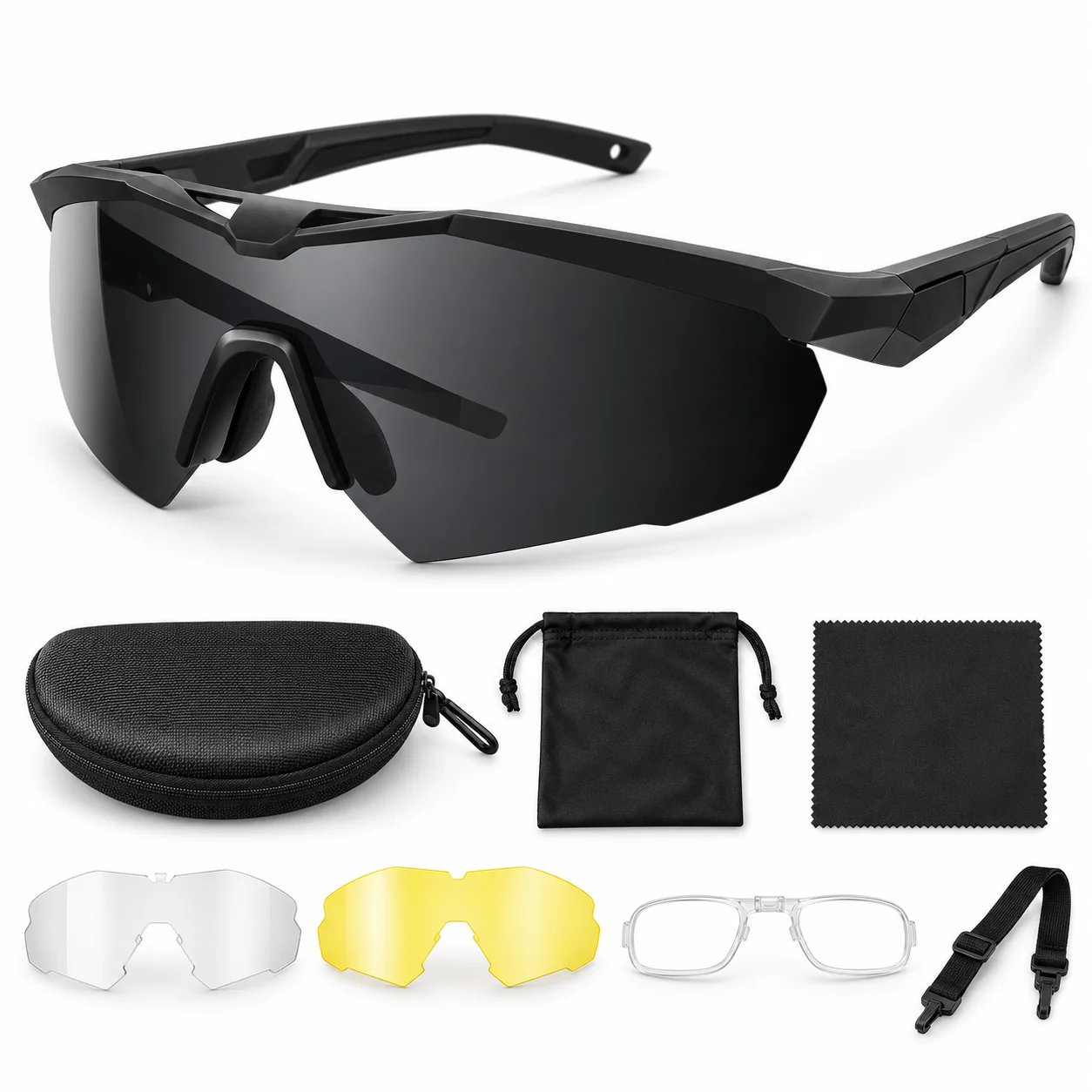 Tactical Anti-Fog Goggles Impact Resistant Outdoor Protective Eyewear with Myopia Insert for Sports Cycling Hiking Protection