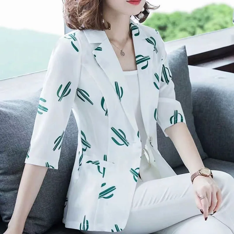 Elegant Lapel Printed Spliced All-match Shirt Women\'s Clothing 2023 Summer New Oversized Casual Pullovers Office Lady Blouse