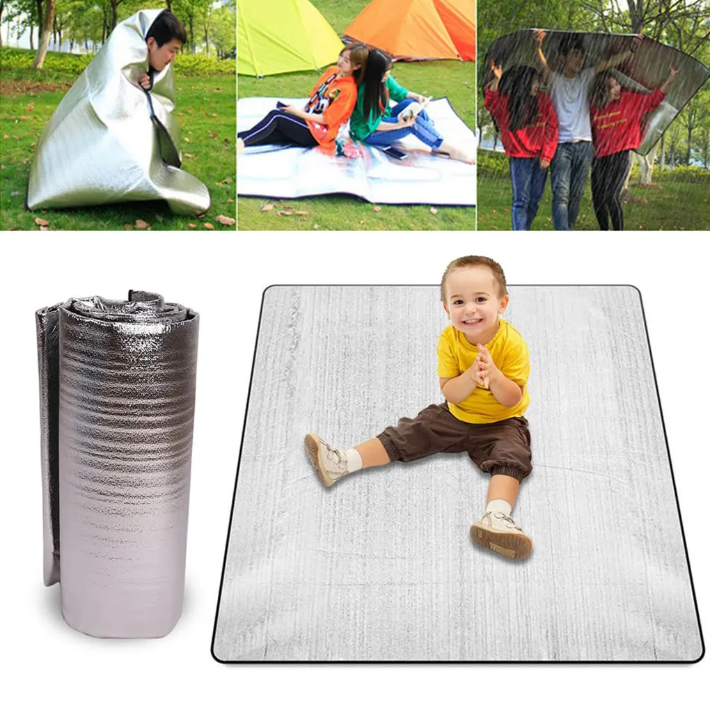 Aluminum Foam Sleeping Mat Waterproof Foldable Tent Mat For Camping Hiking Travel Uses Double-sided