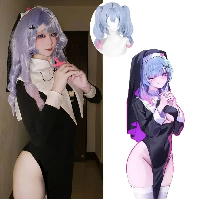 Mikuu Rabbit Hole Nun Black Long Dress With Headscarf and Necklace Women Girl Sexy Cosplay Costume Halloween Party Candy2025 view 2