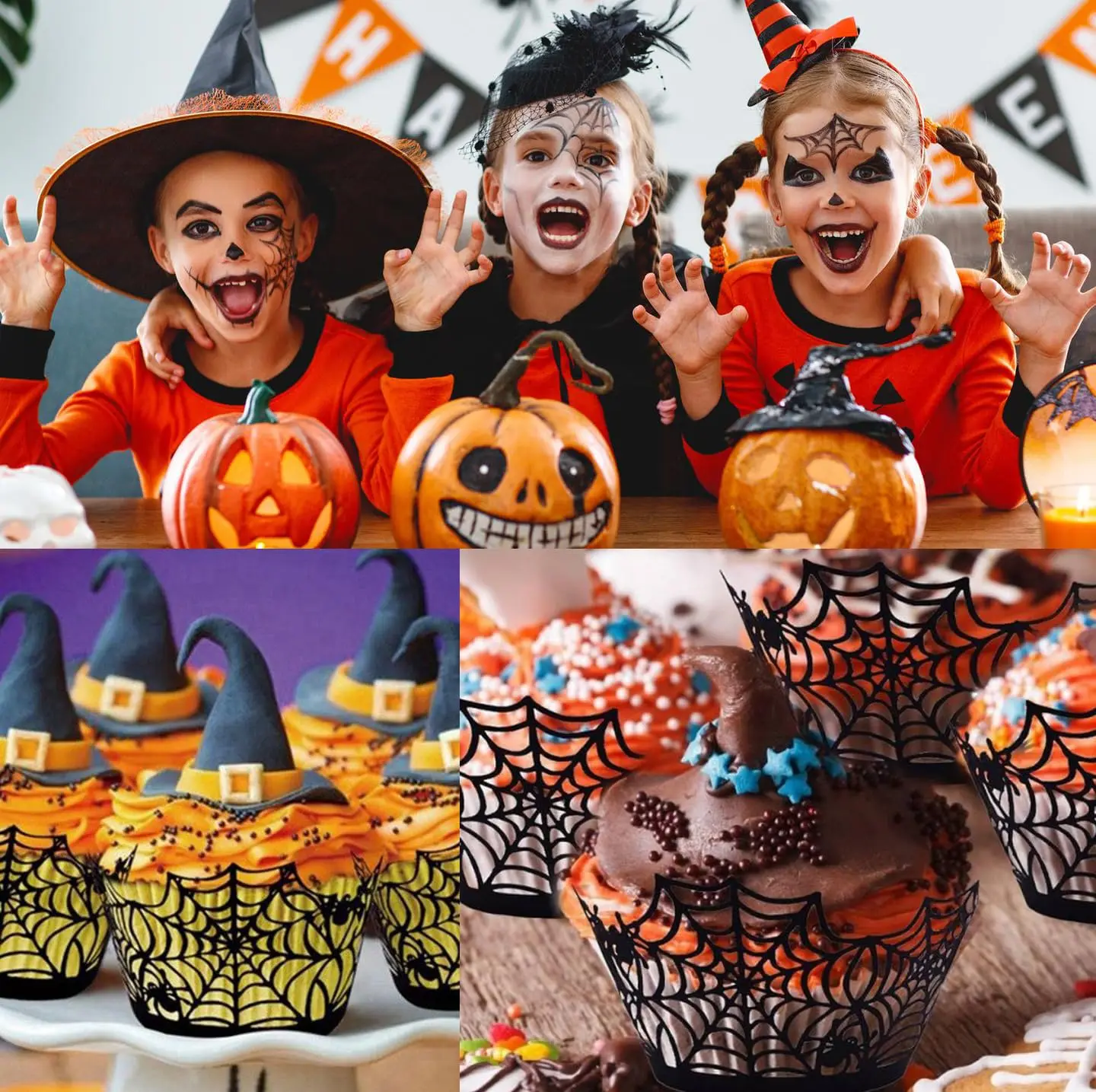 Black Cupcake Liners Spider Web Cupcake Wrapper for Halloween Carnival Dark Themed Birthday Party view 6