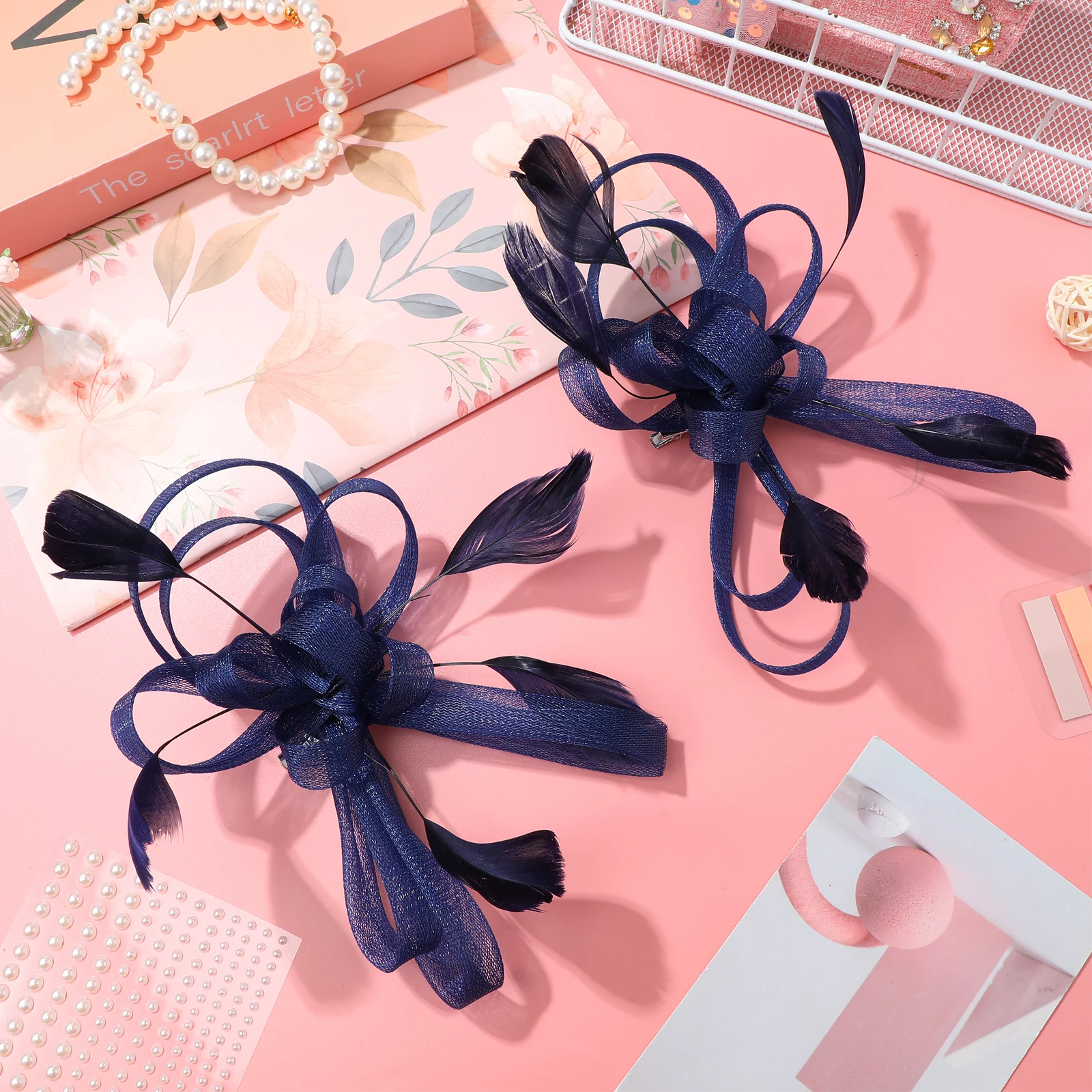 

Hair Clip Elegant Wedding Accessory Blue Bridesmaid Bridal Fascinator for Party Banquet Formal Occasions Hairband