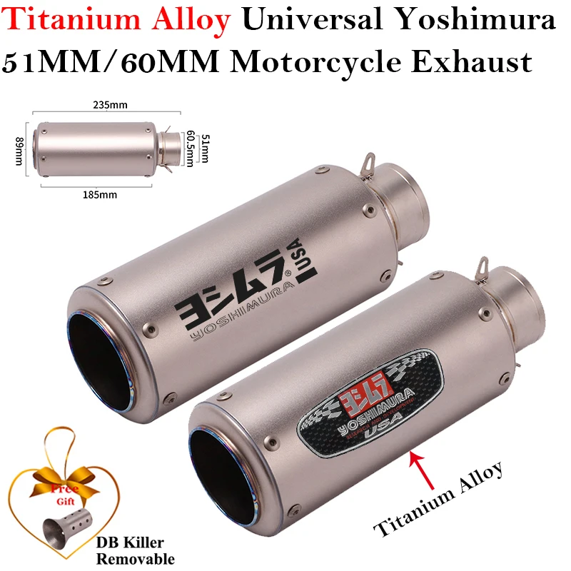 

Universal Motorcycle 60MM 51MM Exhaust Pipe Escape Modified Titanium Alloy Muffler DB Killer For CBR650 S1000RR R1 R6 ATV MT07