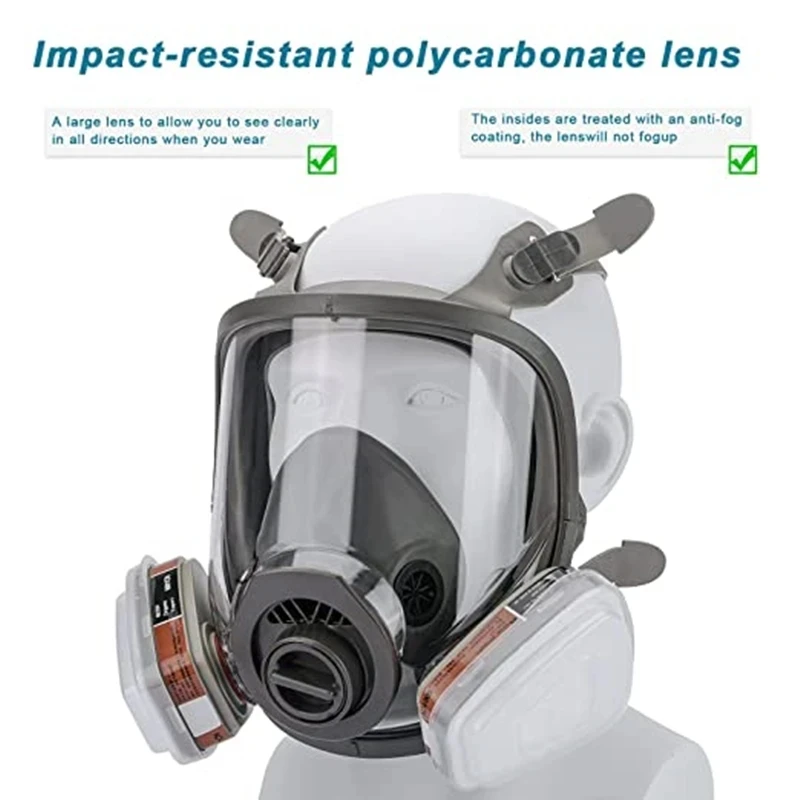 Gas Mask Acid/Organic/Ammonia 6800 Full Face Mask Respirator Paint Chemical Pesticide Laboratory Anti-dust Multifunction Filters