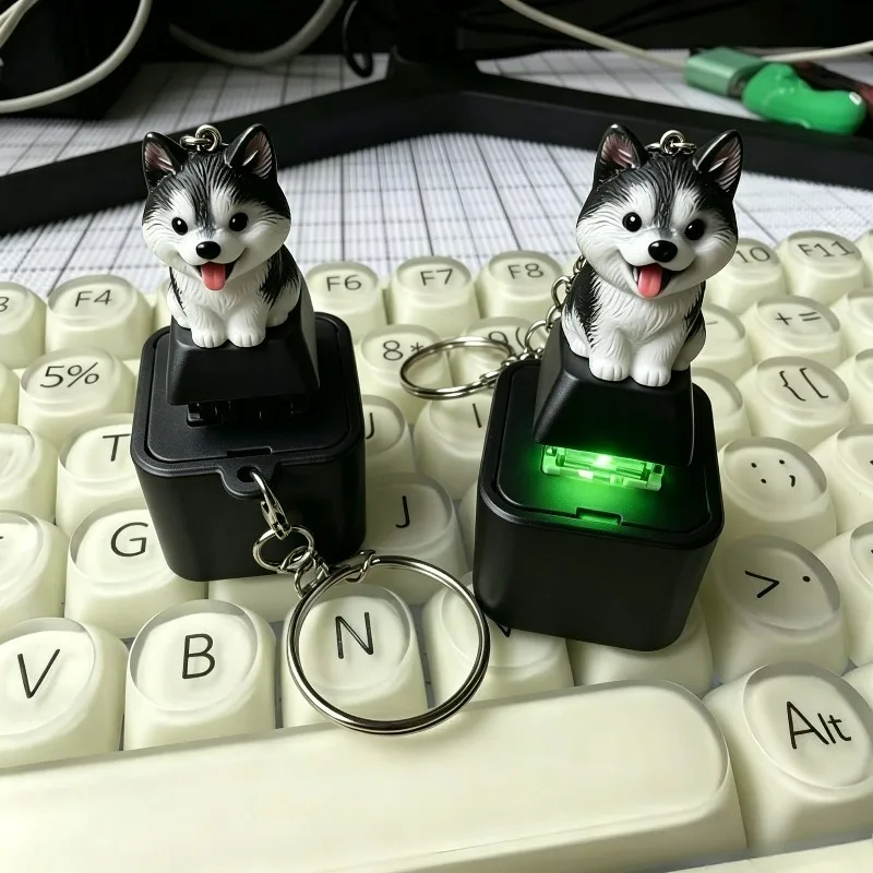 Creative Puppy Fidget Sound Keychain Cute Dog Rechargeable with Lights Hangings Stress Relief Fingertip Gadget Fidget Keyrings