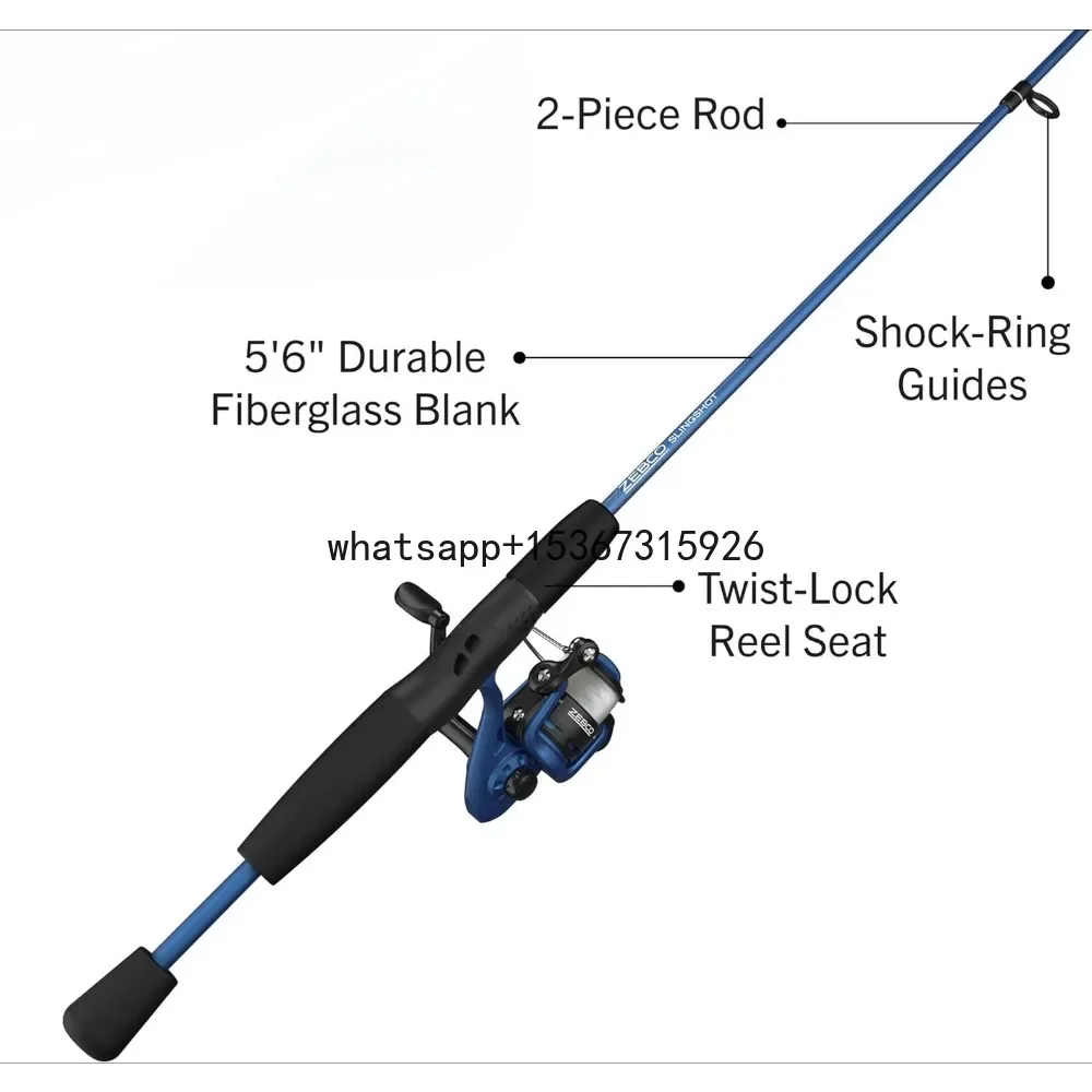 Spinning Reel and Fishing Rod Combo, 2-Piece Medium-Light Durable Fiberglass Rod, ComfortableEVA Handle, Fishing Equipment