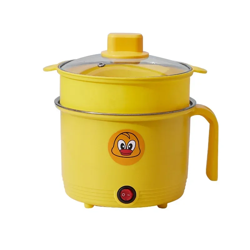 Little Yellow Duck Electric Cooking Pot Mini Rice Pot Multi functional Electric Heating Pot for Cooking Noodles