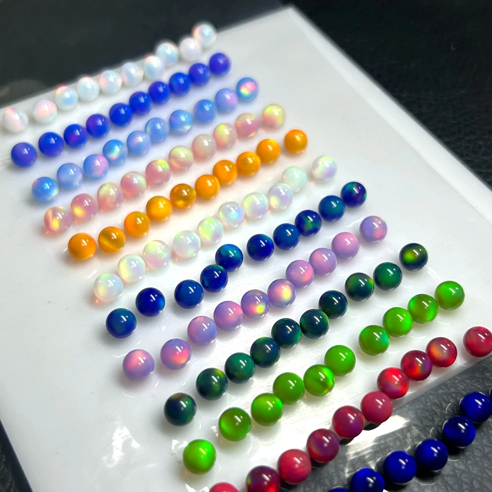 Lab Creat No Transparent Nebula Roun 4mm 5mm Opal Beads with 1.1mm hole