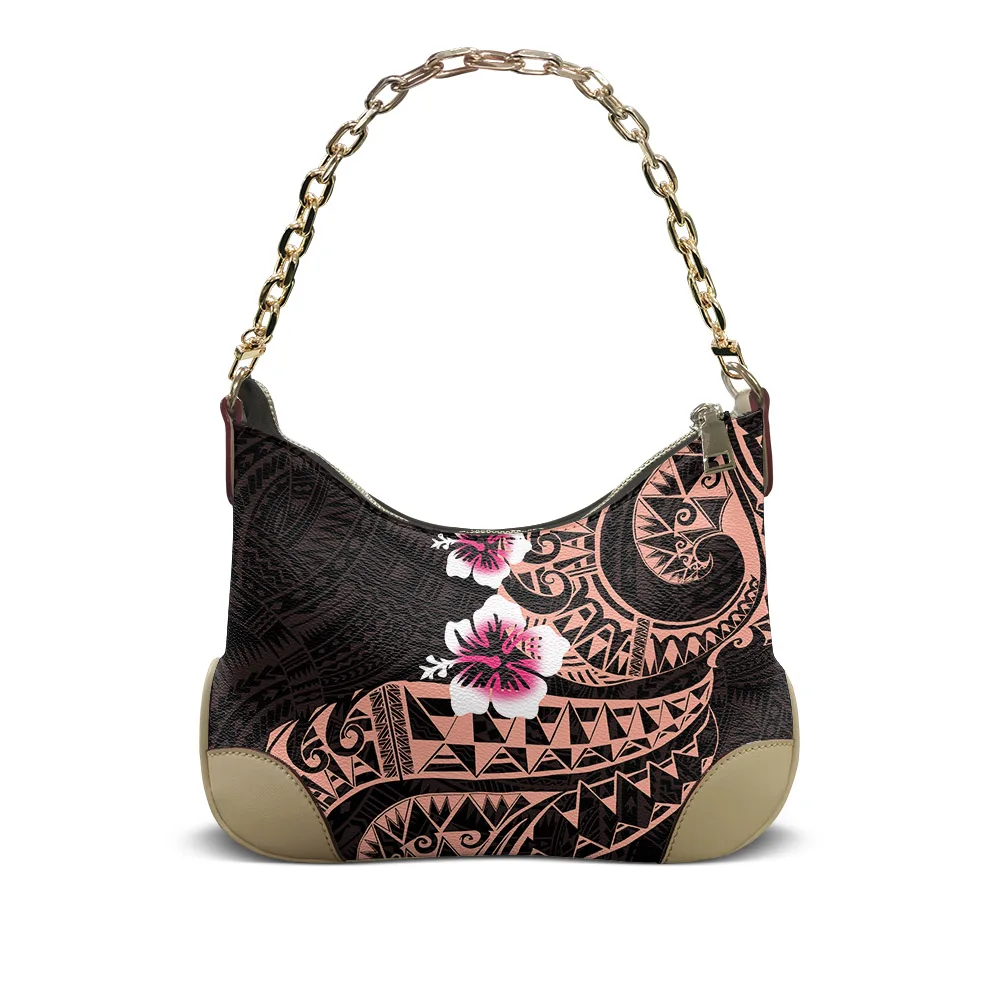 

Custom Women's Handbag Pattern Party Gift Personalized Design Women's Bag Polynesian Underarm Strap Chain Design