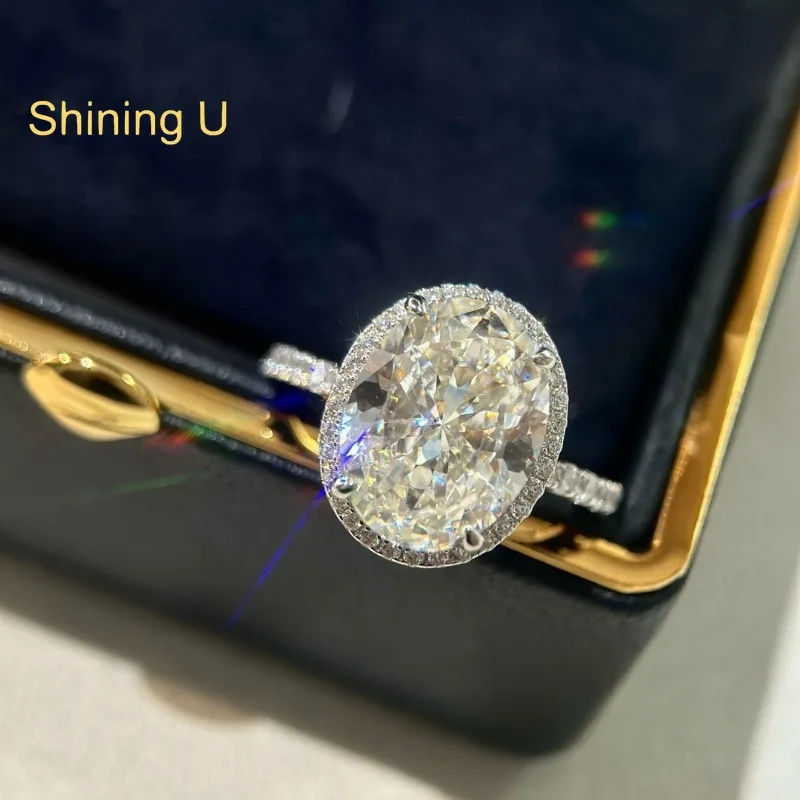 

Shining U 925 Sterling Silver 5CT Oval High Carbon Diamond Gems Ring for Women Engagement