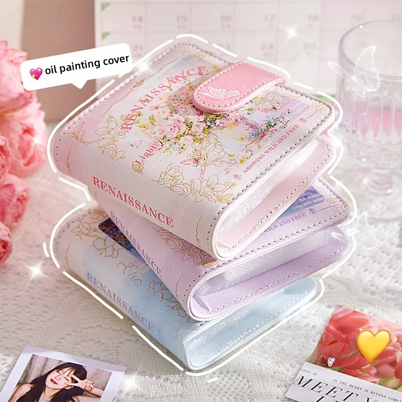 Album fotografico in pelle con pittura a olio vintage, archivio da 3 pollici, porta carte con slot singolo, raccoglitore, cartoline fotografiche, idol, Kpop, display e custode della memoria