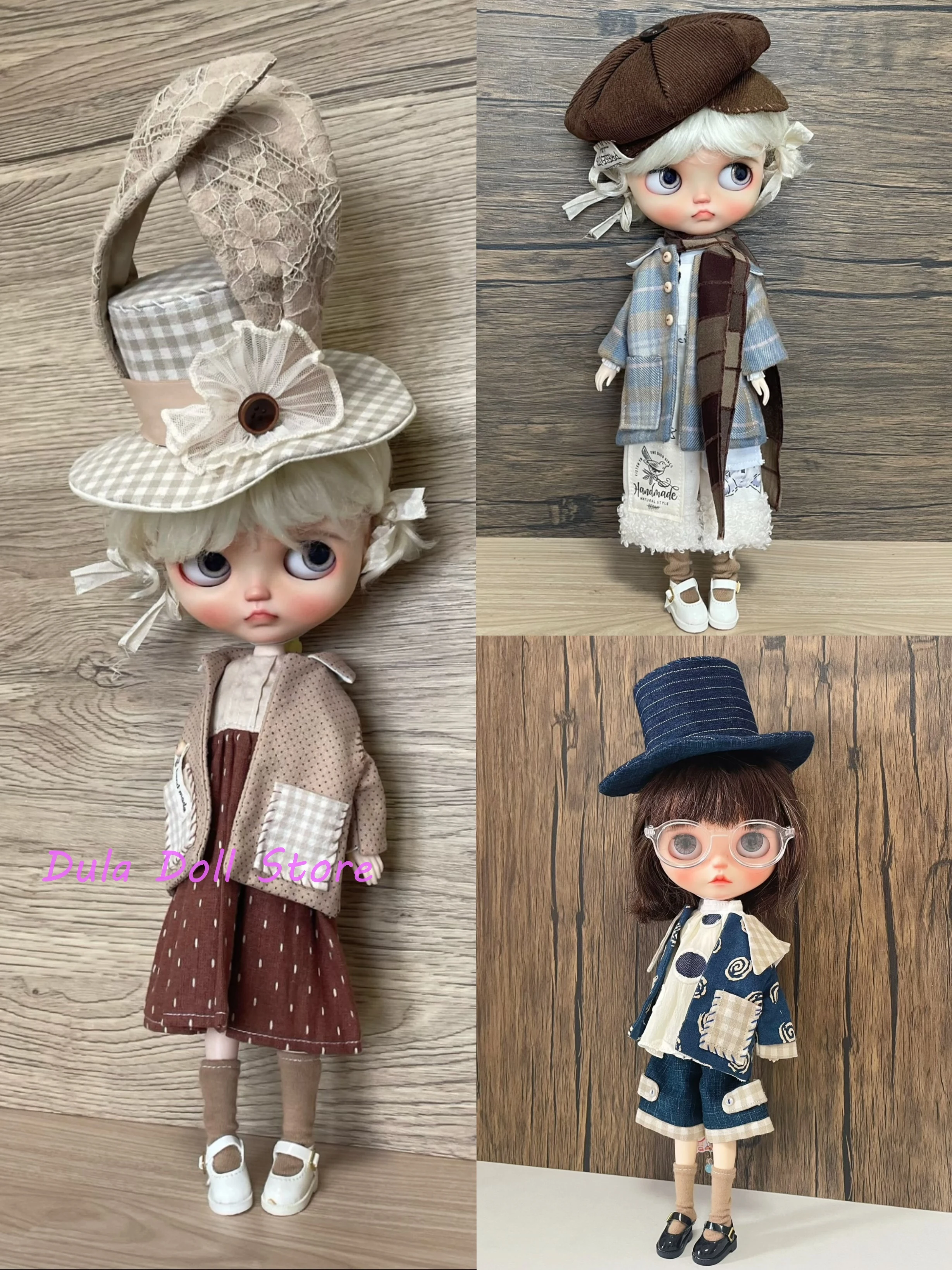 Dula Doll dress Autumn-winter coat and skirt hat for Blythe Qbaby 1/6 Bjd Doll