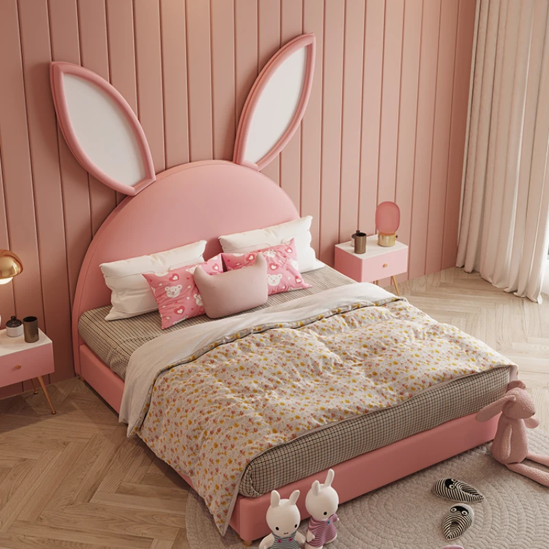 

Children's bed girl single 2023 new bedroom leather simple modern simple.
