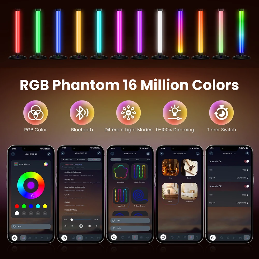 5V USB Powered RGBIC LED Light 16 Color Smart WS2812B Bluetooth APP Music Sync TV Backlights Music Rhythm RGB Bar Home Lighting