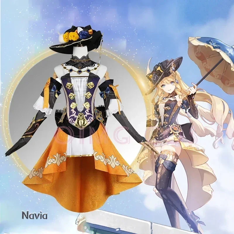 

Navia Cosplay Costume Genshin Impact Carnival Uniform Wig Anime Halloween Costumes Women Game