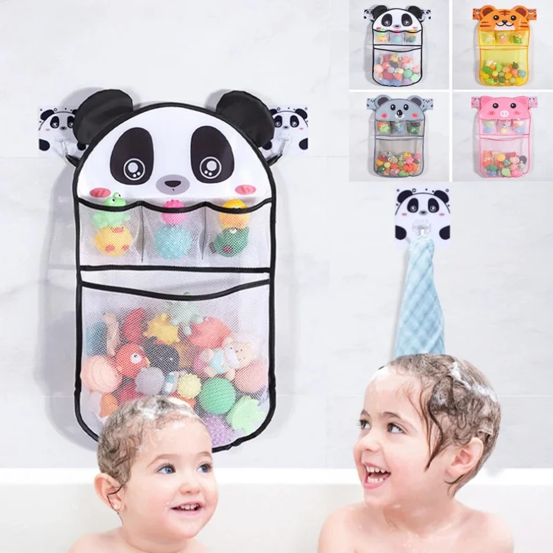 Mir de douche en forme d'animal de dessin animé pour enfants, joli sac en filet, support de stockage à domicile, jouet d'eau de bain pour bébé, poudres en filet