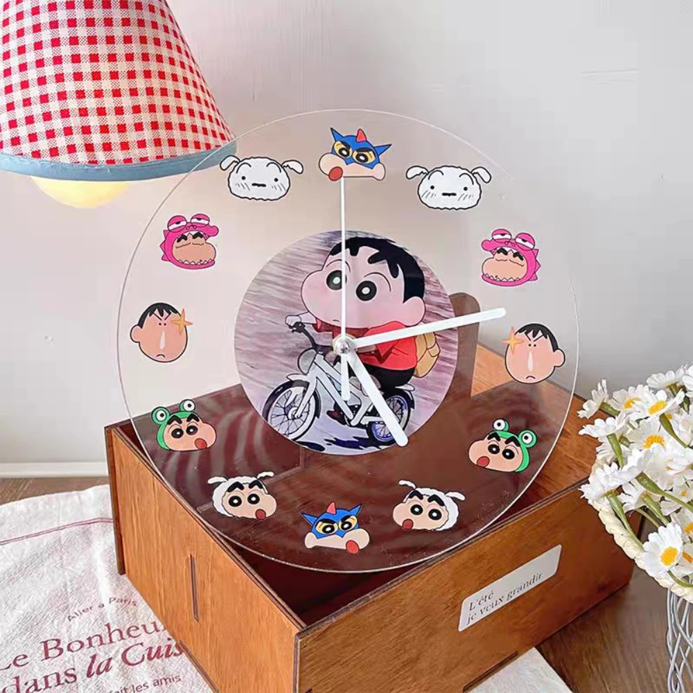 

Kawaii Anime Crayon Shin-Chan Acrylic Hanging Clock Batteries Not Included Student Desktop Cartoon Decorative Clocks Girls Gifts