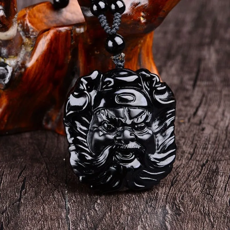 

Аутентичный обсидиан Zhong Kui кулон ожерелье даосский мастер защита амулет регулируемый духовный подарок для мужчин женщин талисман