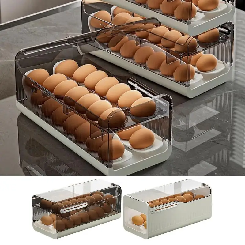 

Portable Multi Layer Egg Tray Organizer Kitchen Large Capacity Egg Storage Box Convenient Egg Holder For Kitchen Refrigerator