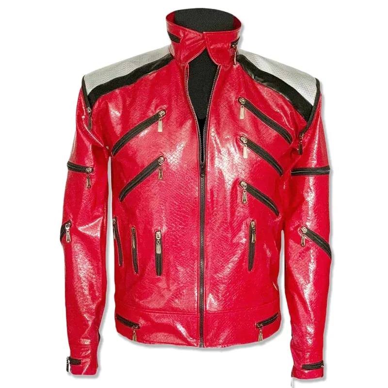 MERCH ATTIRE Costume da uomo MJ Beat it Cordura Jacket Thrilled Concert Cosplay Halloween, Cordura - Giacca Rossa, XXS MERCH ATTIRE Costume da uomo MJ Beat it Cordura Jacket Thrilled Concert Cosplay Halloween, Cordura - Giacca Rossa, XXS