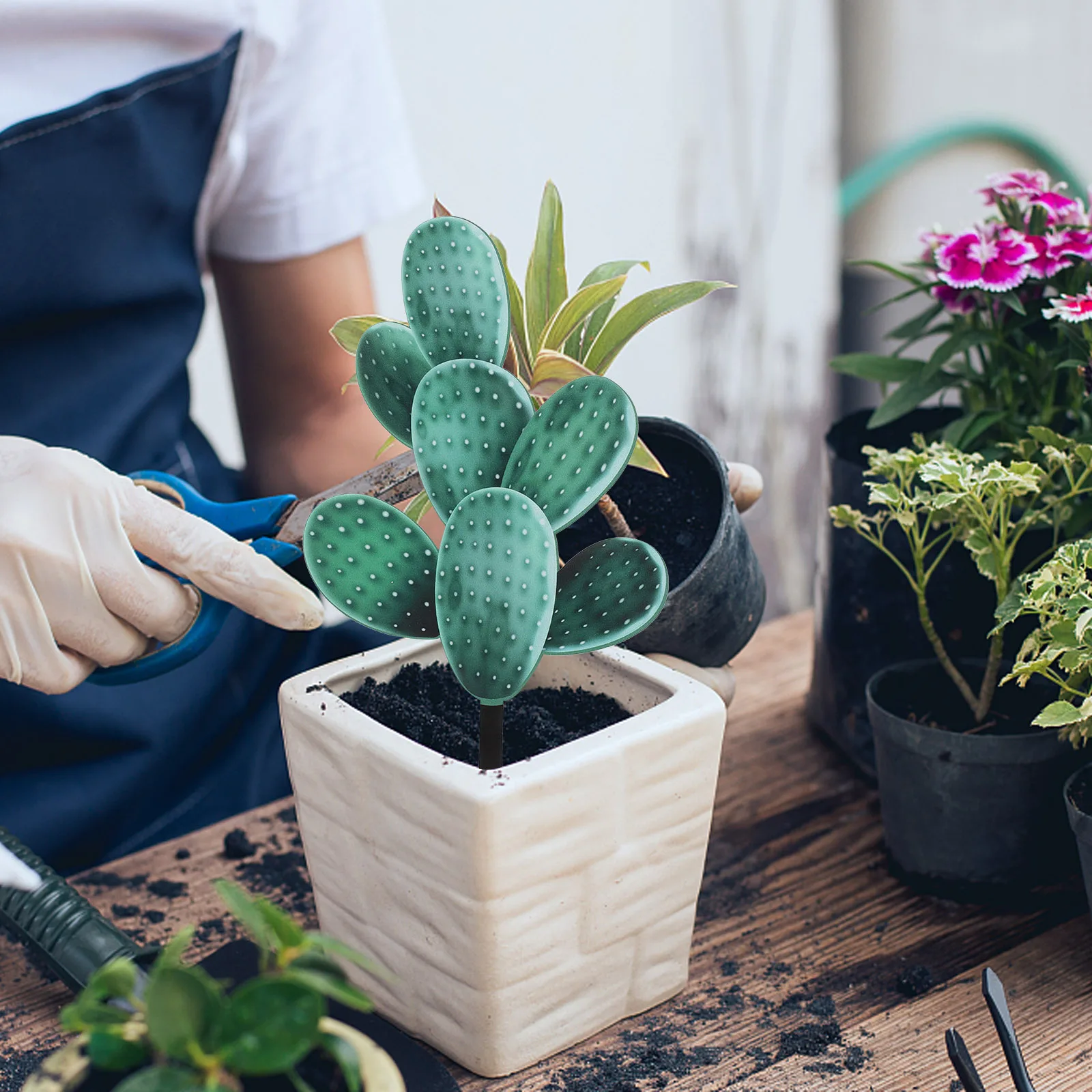 

Creative Cactus Stake Decor Outdoor Lawn Ornament Yard Plant Stake Durable Weather Resistant For Patio Flower Bed Fence Garden