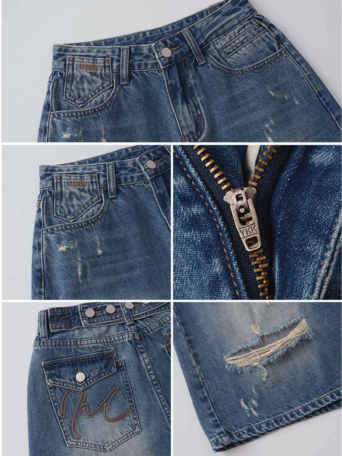 Women High Waist Wide Leg Ripped Denim Bermuda Shorts Vintage Washed Distressed Culottes Capri Jean Shorts Y2K Streetwear Summer view 5