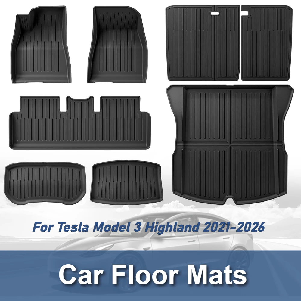 Tappetini per Tesla Model 3 Highland 2021-2026 Cuscinetti per bagagliaio in TPE Tappetini per schienale resistenti ai graffi Fodera protettiva per carico antiscivolo