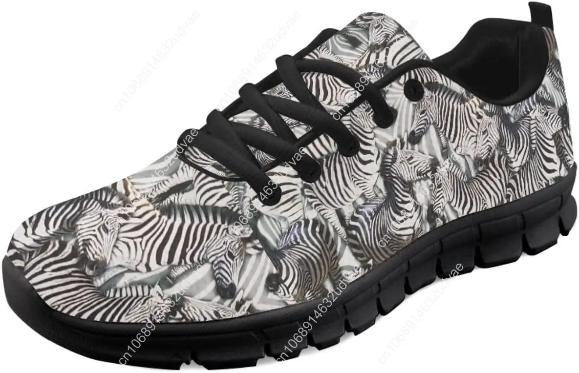 Zebra Print Black White Stripes Sports Shoes Lace Up Sneakers Breathable Sneaker for Mans Womens Boy Girls Youth