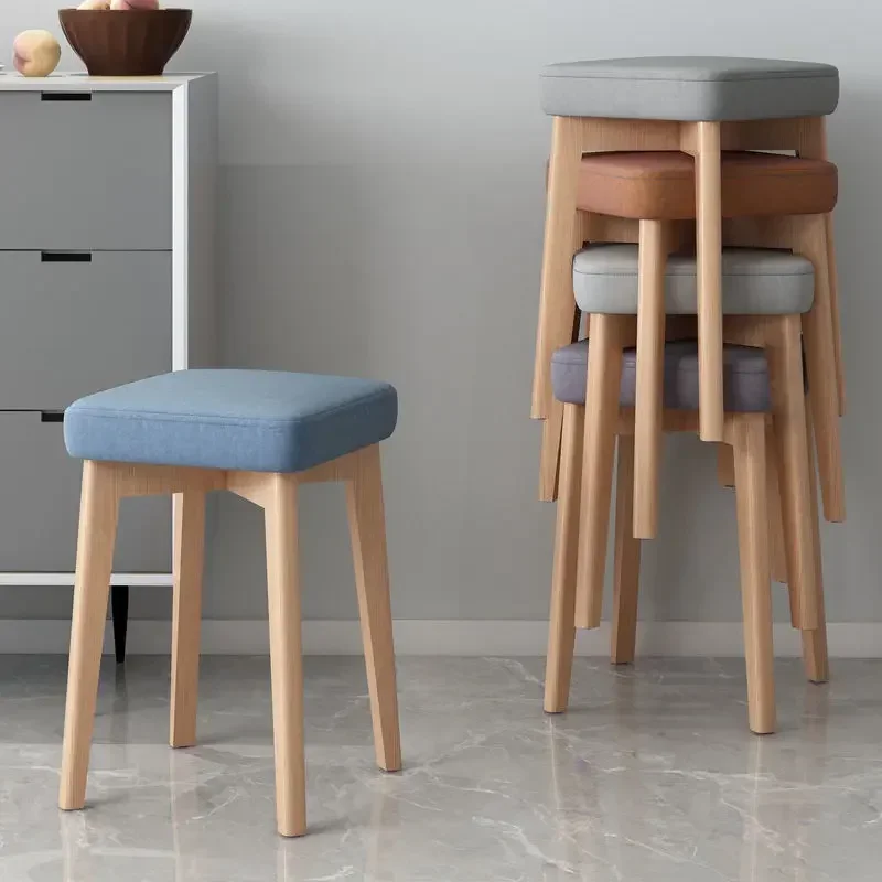 Stool, Living Room, Solid Wood, Household Bench, Low Stool, Simple Table Stool, Folding Small Square Stool,