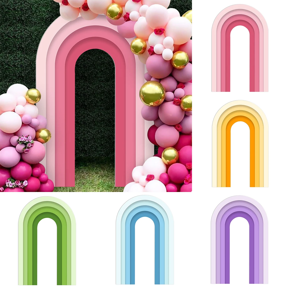 170cm Rainbow Arch Cutout Gradient Colorful Backdrop for Birthday Party Background Backdrop Baby Shower Wedding Decorations