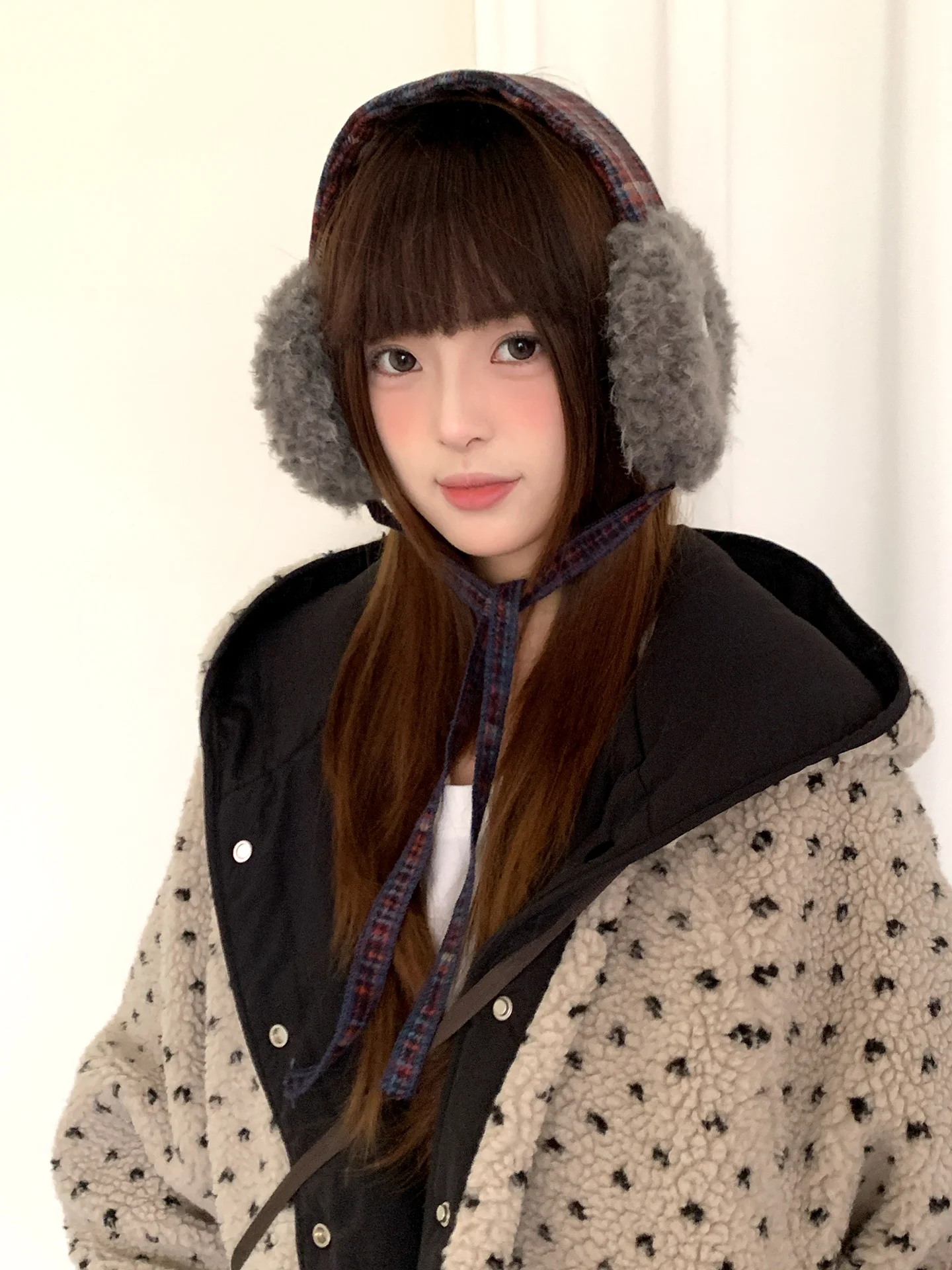 الرجعية منقوشة غطاء للأذنين للنساء نمط الشتاء الجديد للخارجية حماية الباردة سميكة غطاء للأذنين الدافئة مع الأشرطة ل #2