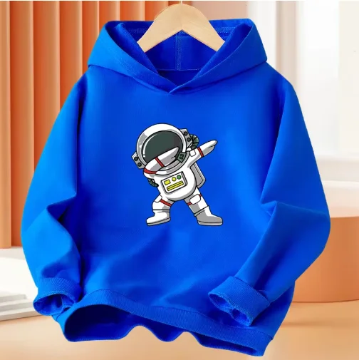 الأولاد 3-14 سنة الكرتون الفضاء رائد الفضاء الصيد القمر طويلة الأكمام هوديي الأطفال مضحك قمم الاطفال القطن الأساسية معطف #1
