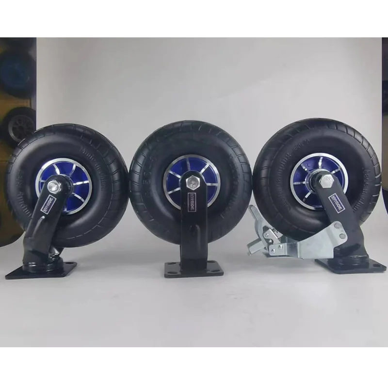 10 Inch Solid Rubber Wheel 350-4 Heavy Duty Aluminum Alloy Caster Swivel Rigid and Brake Options for Industrial Cart Trolley