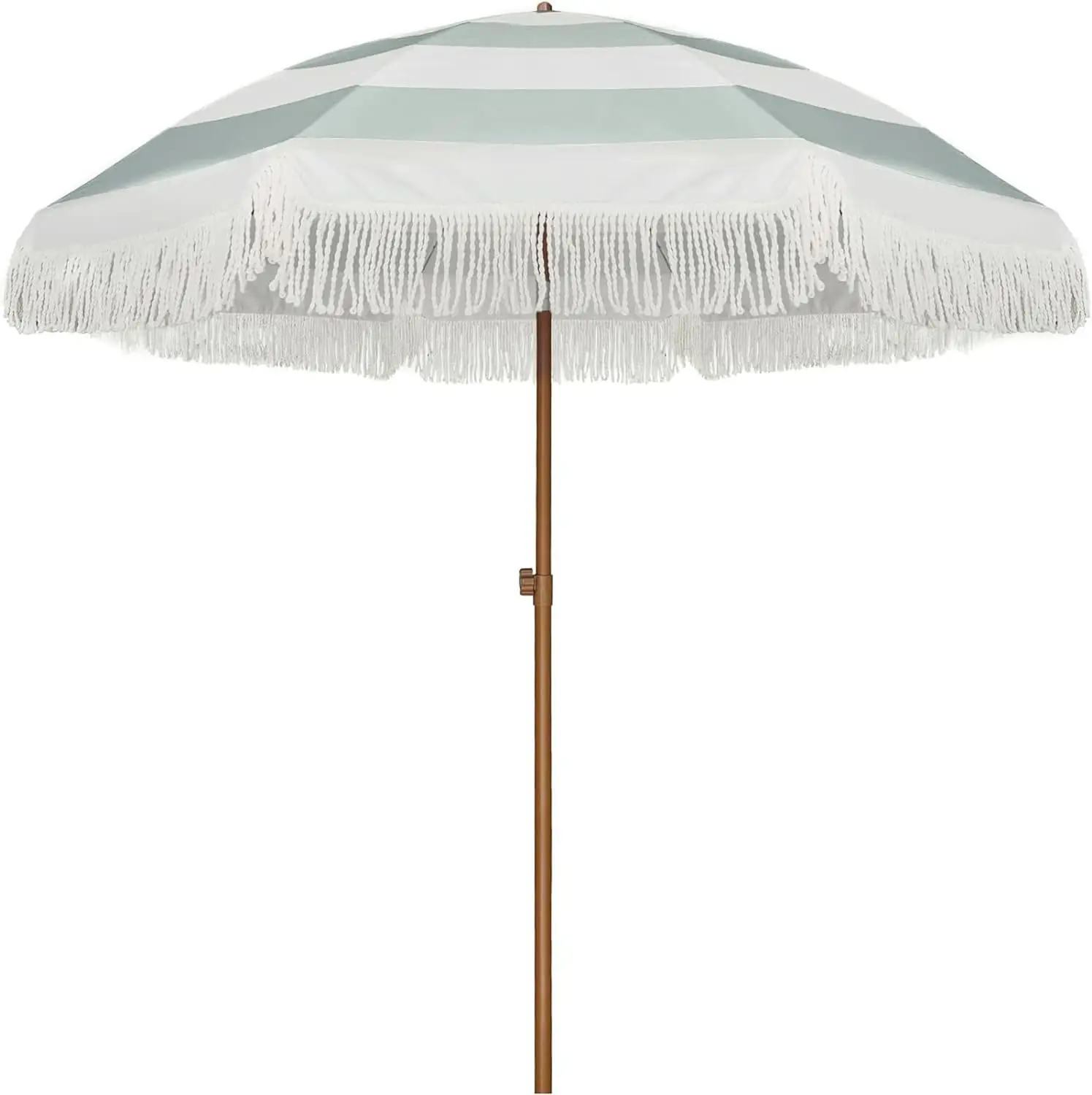 

AMMSUN 7ft Patio Umbrella with Fringe Outdoor Tassel Umbrella UPF50+ Premium Steel Pole and Ribs Push Button Tilt, Riviera Dusty