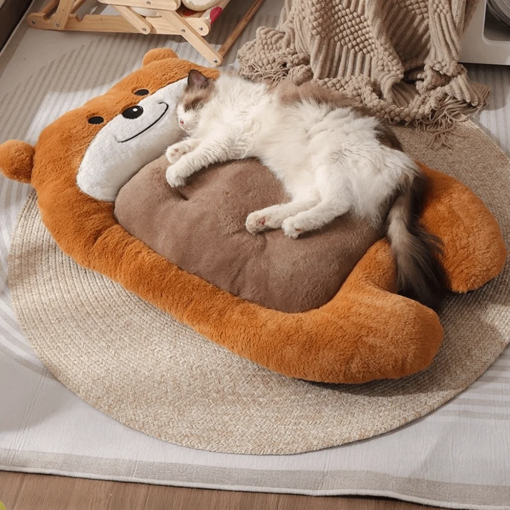 cute-bear-shape-plush-pet-mat-anti-slip-soft-dog-sleeping-pads-comfortable-thickened-warm-dog-mat-for-cats-and-dogs