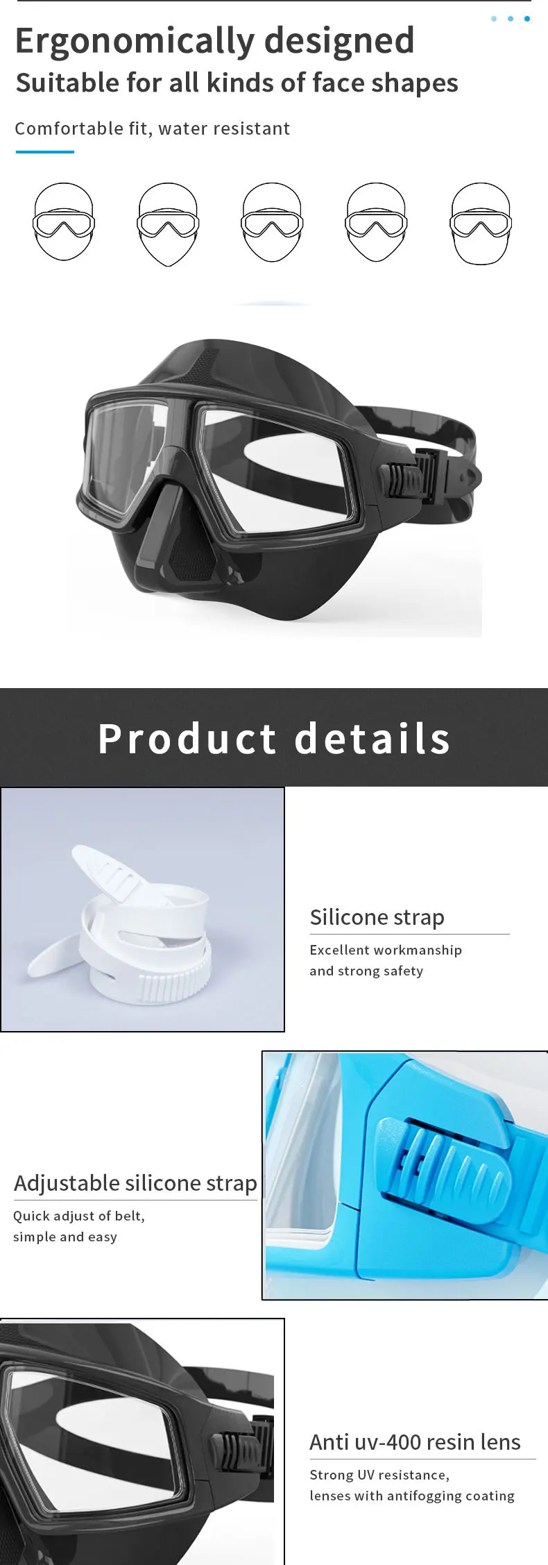 Professionelles Tauchmasken-Set für Erwachsene – HD-Antibeschlag-Linse, UV-Schutz, verstellbare Schnorchel- und Schwimmbrille für Taucher – Detail 7