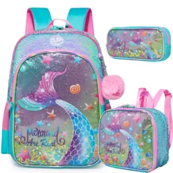 Meetbelify zaino per ragazze zaini bambini scuola Bookbag per studenti elementari borsa da viaggio Full Size con lunch box