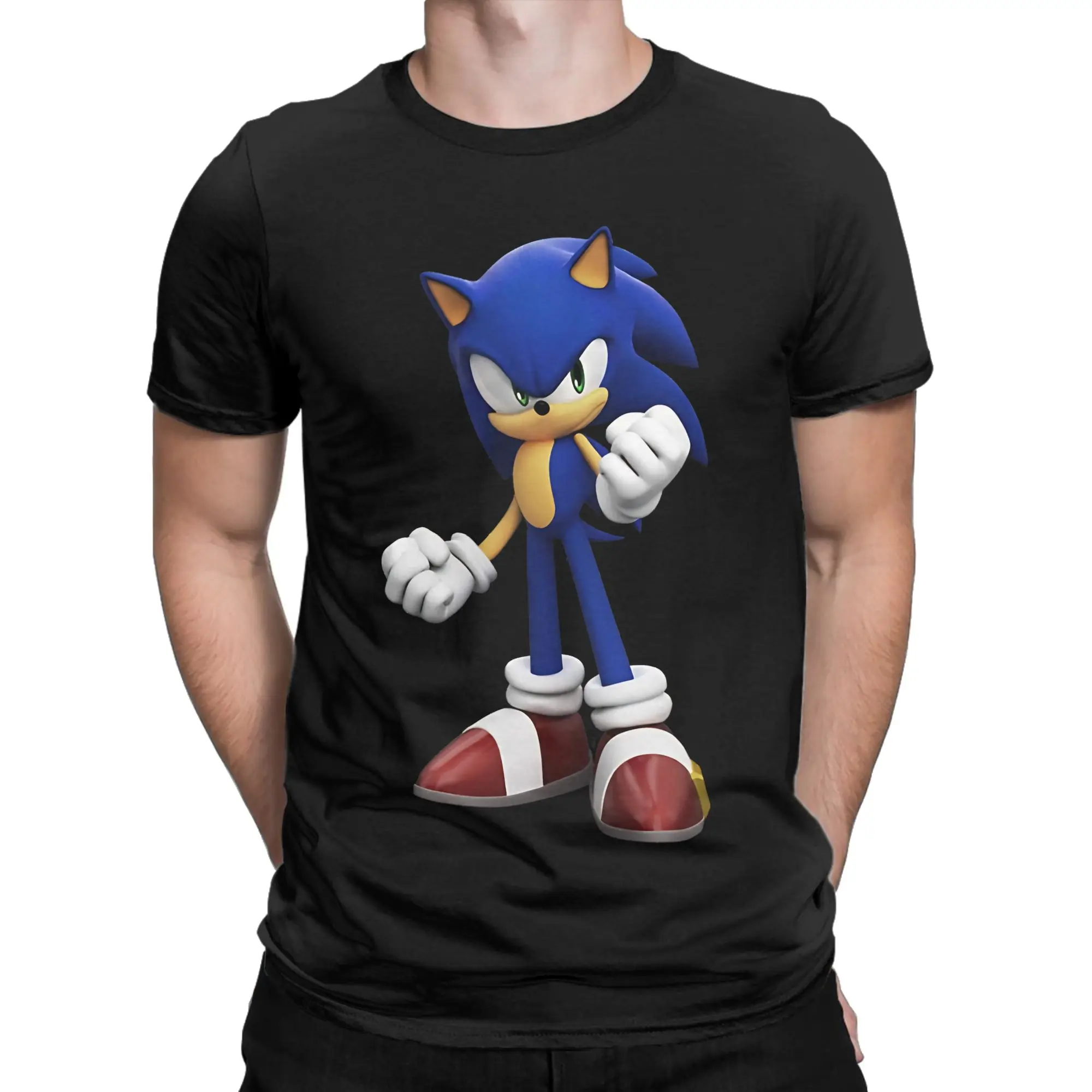 sSonic poster Graphic 100% Cotton T-Shirt sSonic the Hedgehog Tops Tees For Men