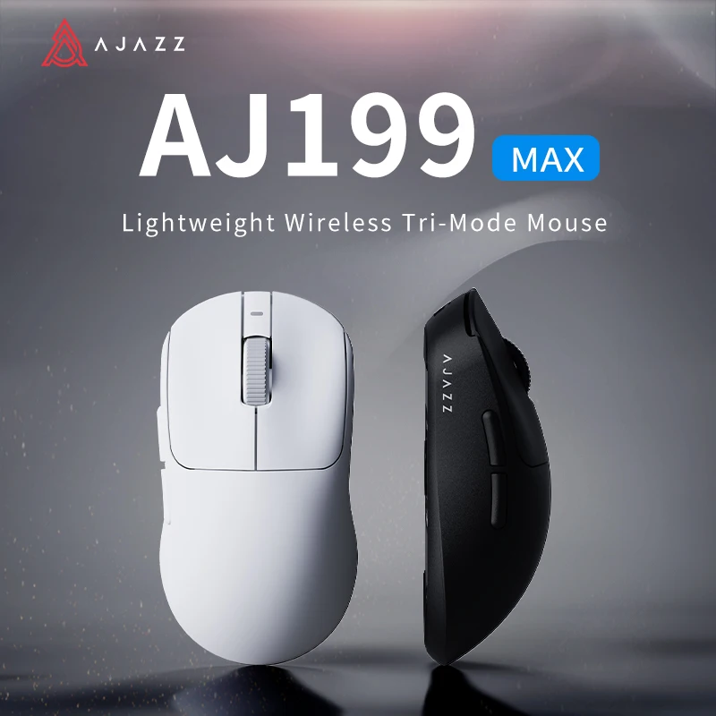 AJAZZ AJ199 MAX 경량 블루투스 무선 게이밍 마우스, 트리플 모드, USB 유선 26000DPI, 컴퓨터 PC 노트북용, 51g, 신제품 