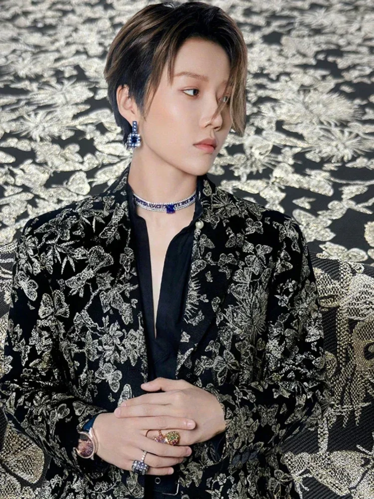 

Бронзовая жаккардовая ткань, полиэфирный материал для шитья костюма «сделай сам», ветровка, одежда, парчовая ткань из металлической проволоки, ткань на метр