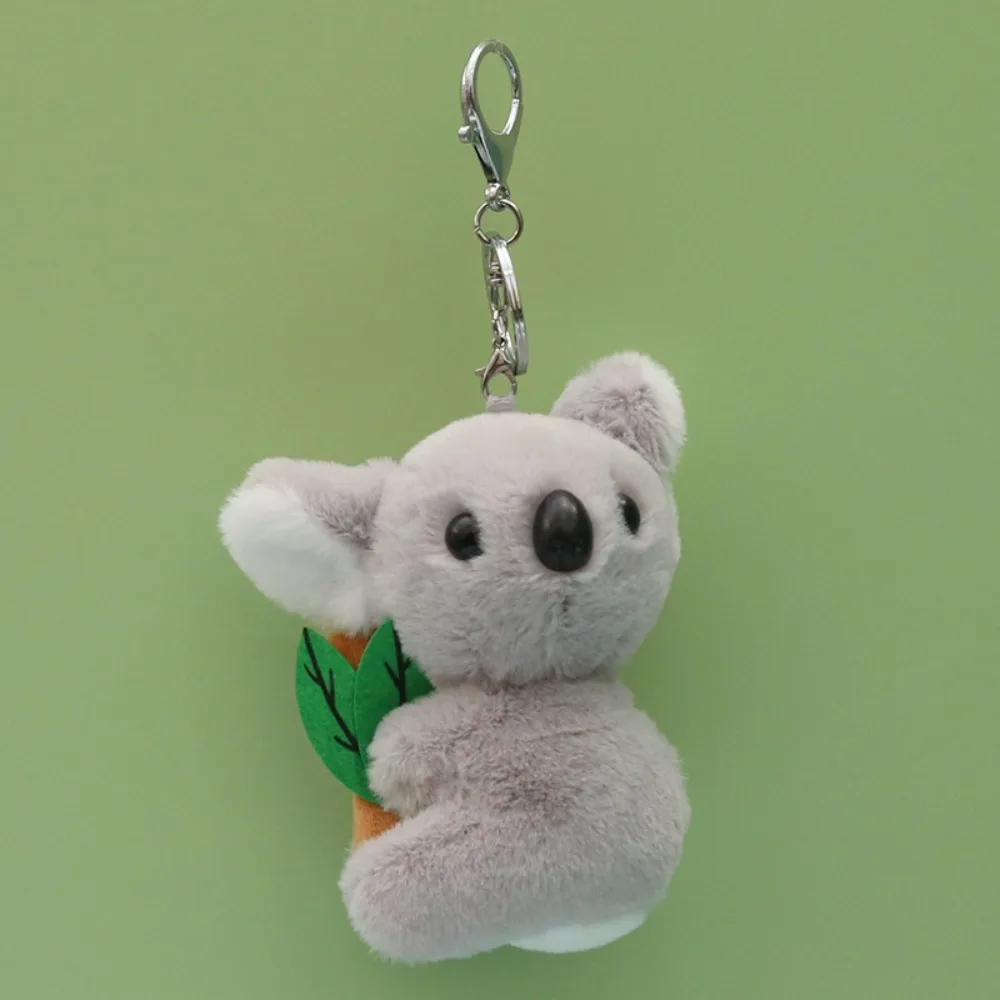 Attractive Lovely Fluffy Keychain PP Cotton Gray Koala Bear Keychain Small Animal Key Ring Decor for Miss