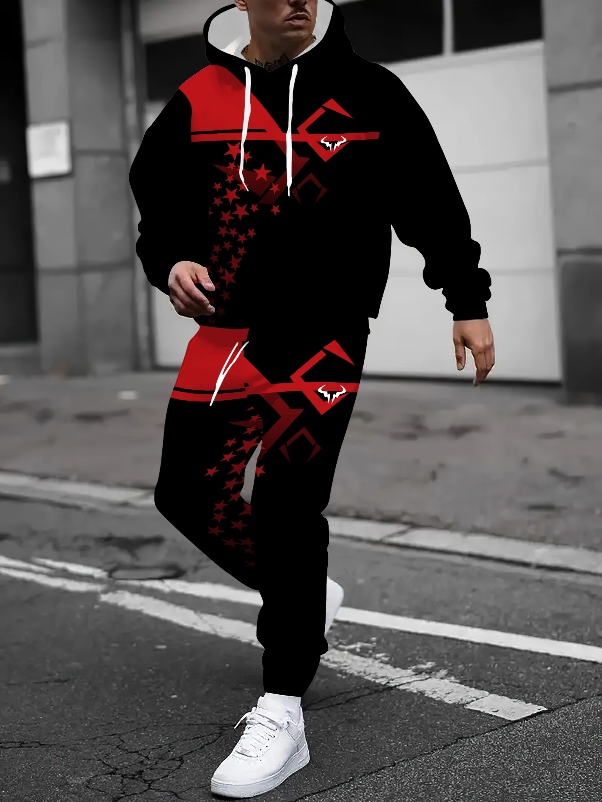 

The new men's sweatshirt set for Spring and Autumn 2025 is comfortable soft casual and features 3D printed roller skating