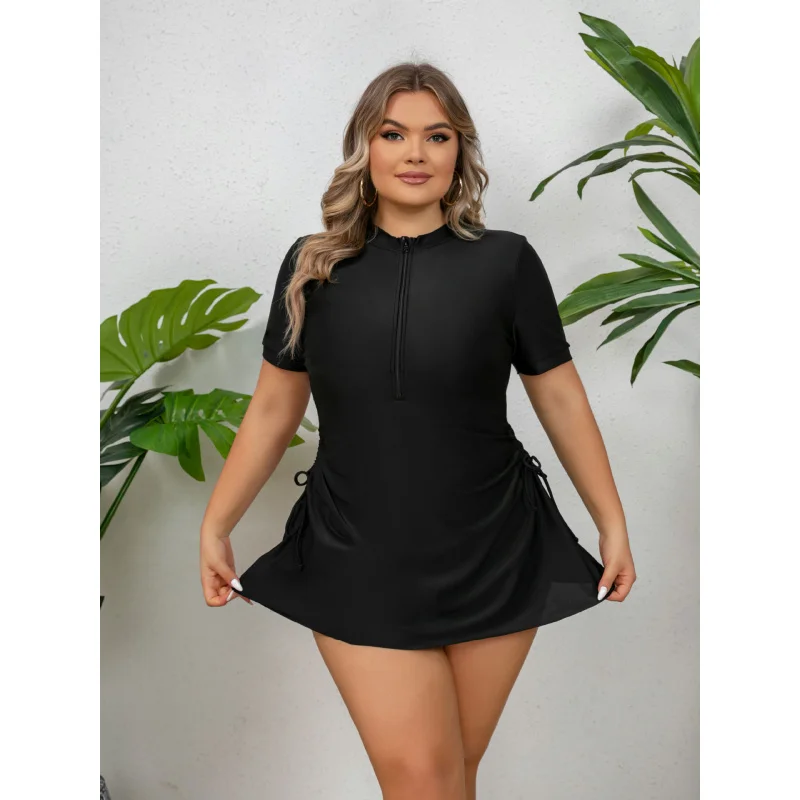 Damski plus Size dwuczęściowy strój kąpielowy plus-Size dwuczęściowy strój kąpielowy sznurek strój kąpielowy majtki suwak Tankini damskie