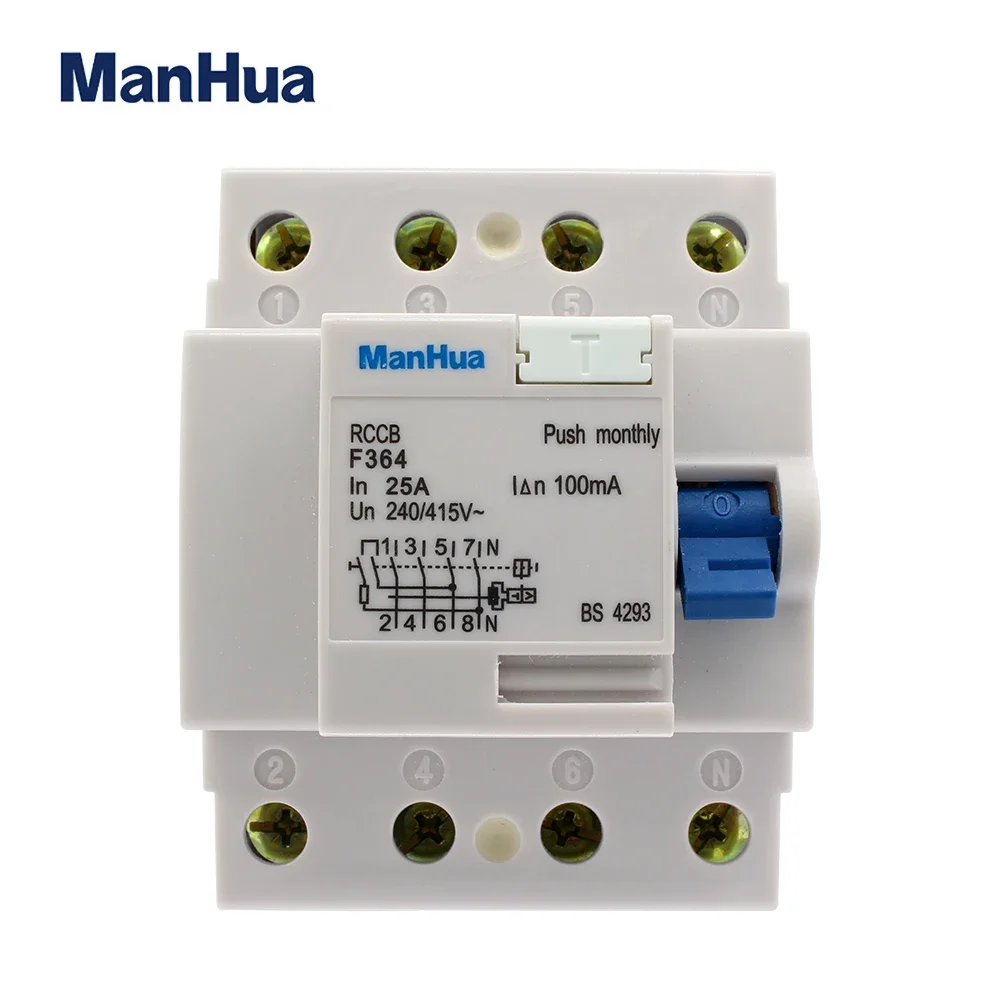 Four Poles F364 25A 40A Electronic RCBO 240VAC 100mA 4P 6KA Residual Current Circuit Breaker Electric Leakage Protection RCD MCB