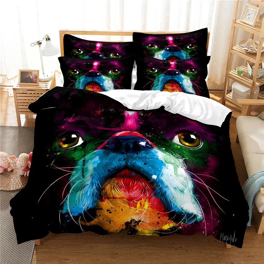 Red Love Cartoon Dog Duvet Cover Dachshunds Animals Theme for Dog Lovers Gifts Bedroom Decorations for Children Teens Women Men