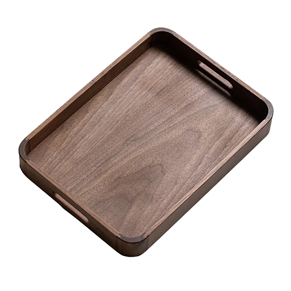 

1Pcs Black Walnut Wood Serving Tray with Handle Solid Wood Tray Wooden Tray Tea Tray Wooden Fruit Plate Snack Tray L