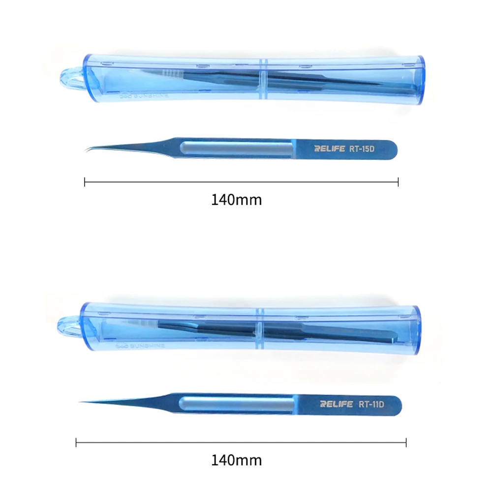 RELIFE RT-11D/15D Precision Titanium Alloy Tweezers Elbow Straight Head Set Flying Wire Electrostatic Mobile Phone Repair ToolS