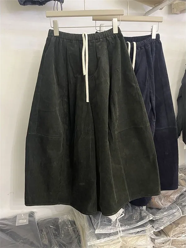 Calças de cintura alta em veludo cotelê, perna larga, corte reto, soltas, para homens e mulheres, estilo retrô, plus size, mo...