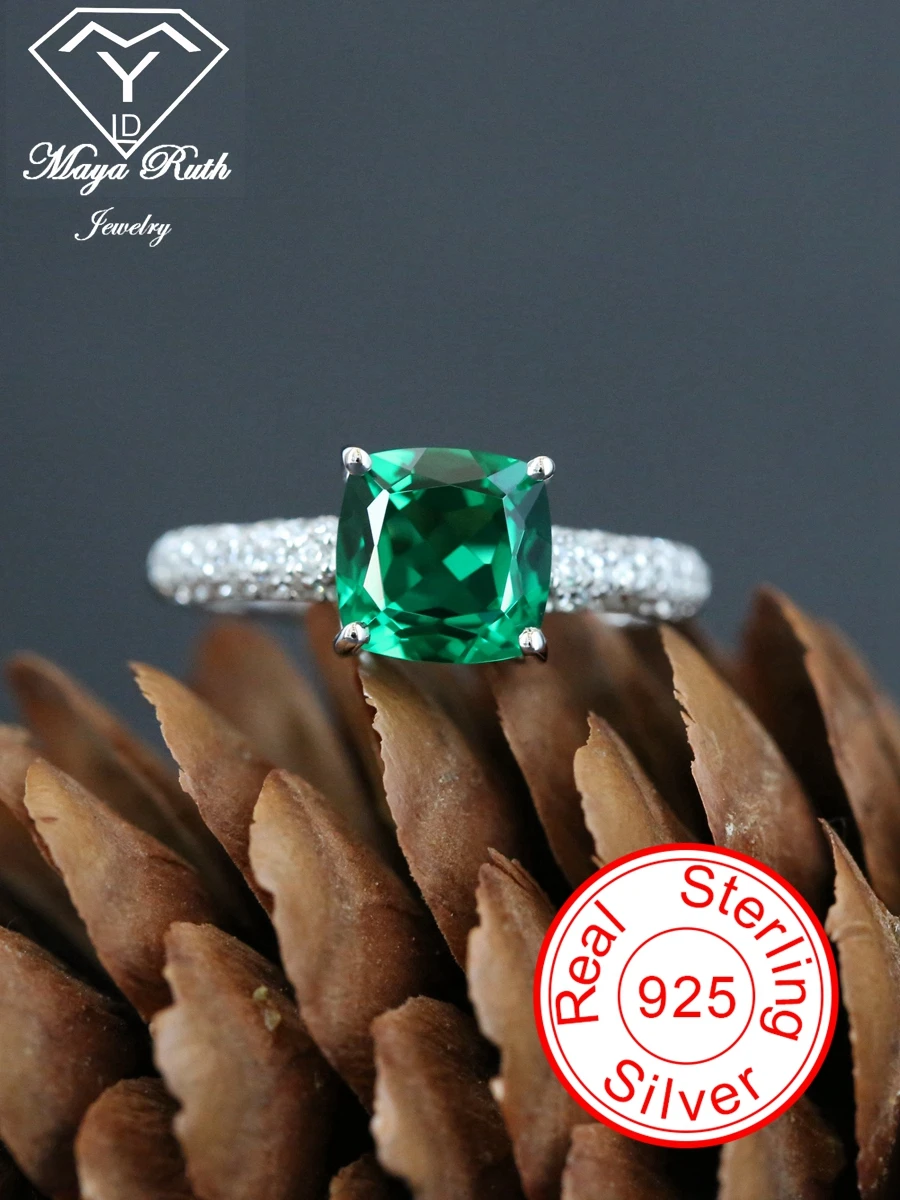 

Создано изумрудное квадратное кольцо с ореолом, настоящее серебро 925 пробы, дизайн подушки, вечерние, винтажные, для женщин, уникальные подарки в стиле ретро