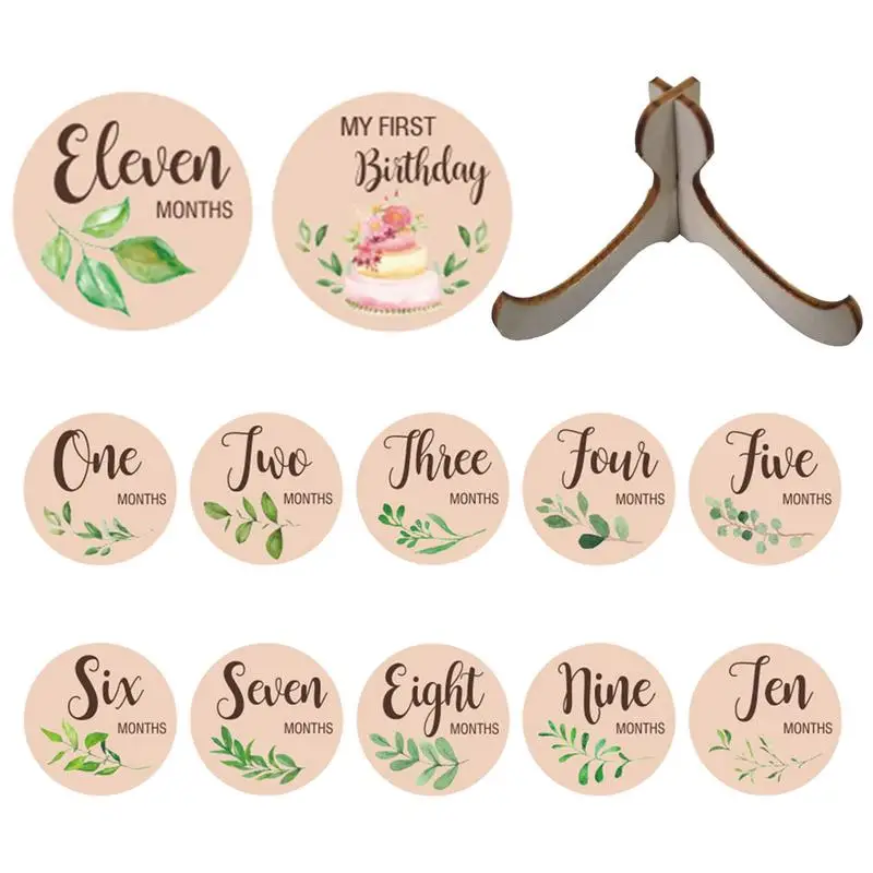 Baby Milestone Cards Wooden Baby Milestone Blocks 12PCS Smooth Double-Sided Pregnancy Journey Baby Announcement Cards